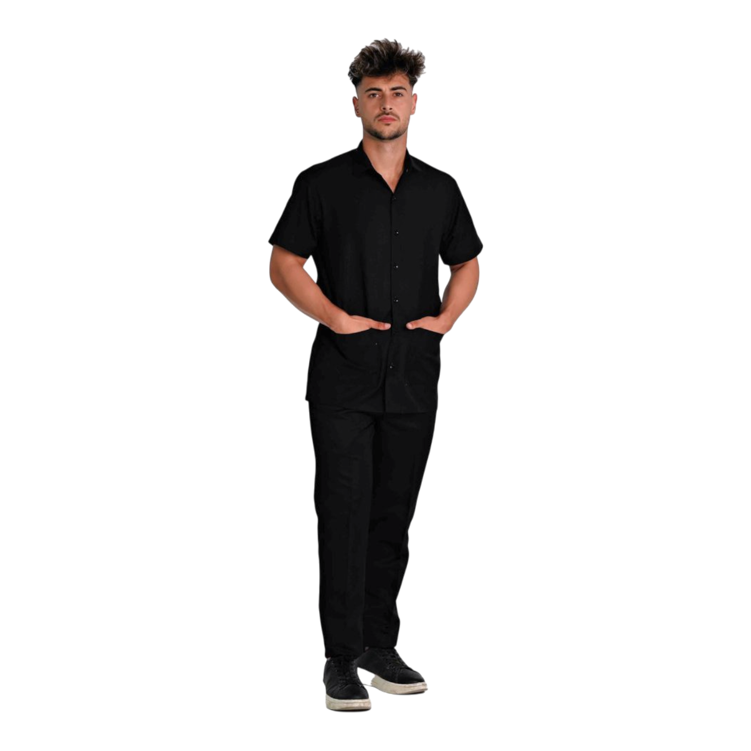 Short-sleeve work shirt for corporate workwear and office teams, clean professional look.