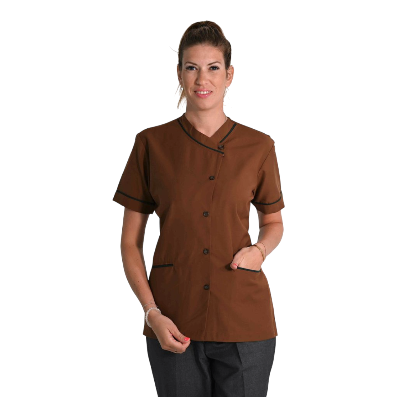 Workwear Set – short-sleeve V-neck shirt & suiting pants