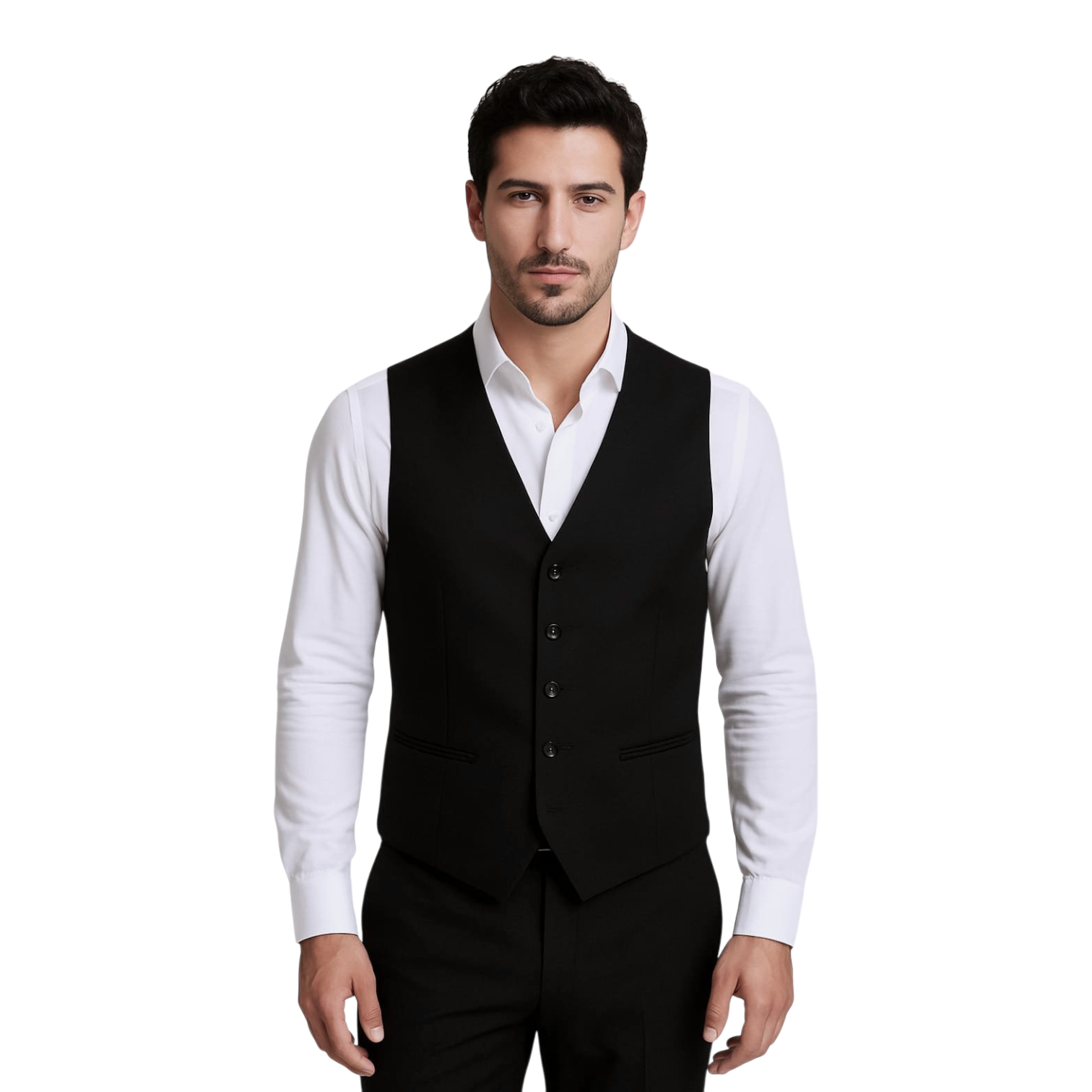 Hospitality vest for waitstaff uniforms, worn as part of a professional service outfit.