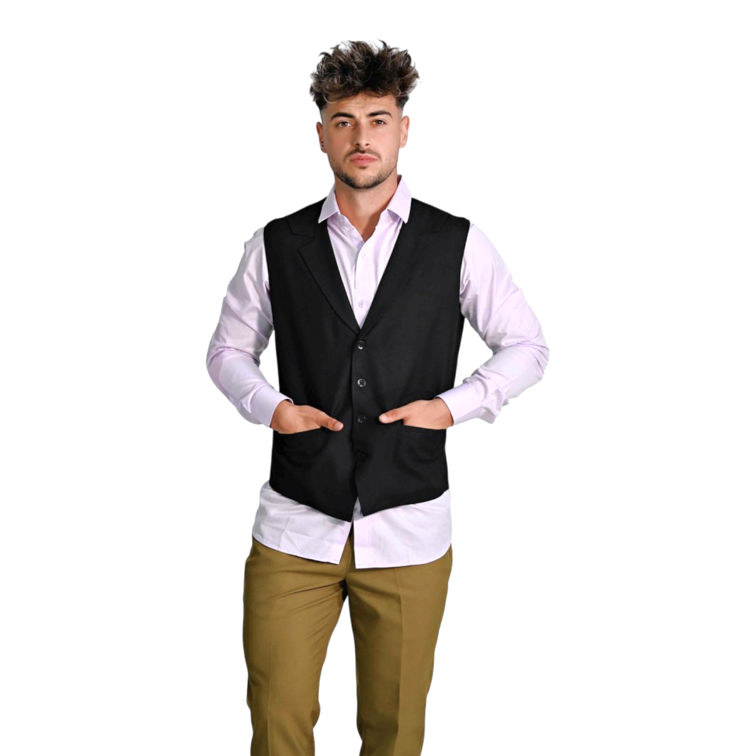 Hospitality vest for waitstaff uniforms, worn as part of a professional service outfit.