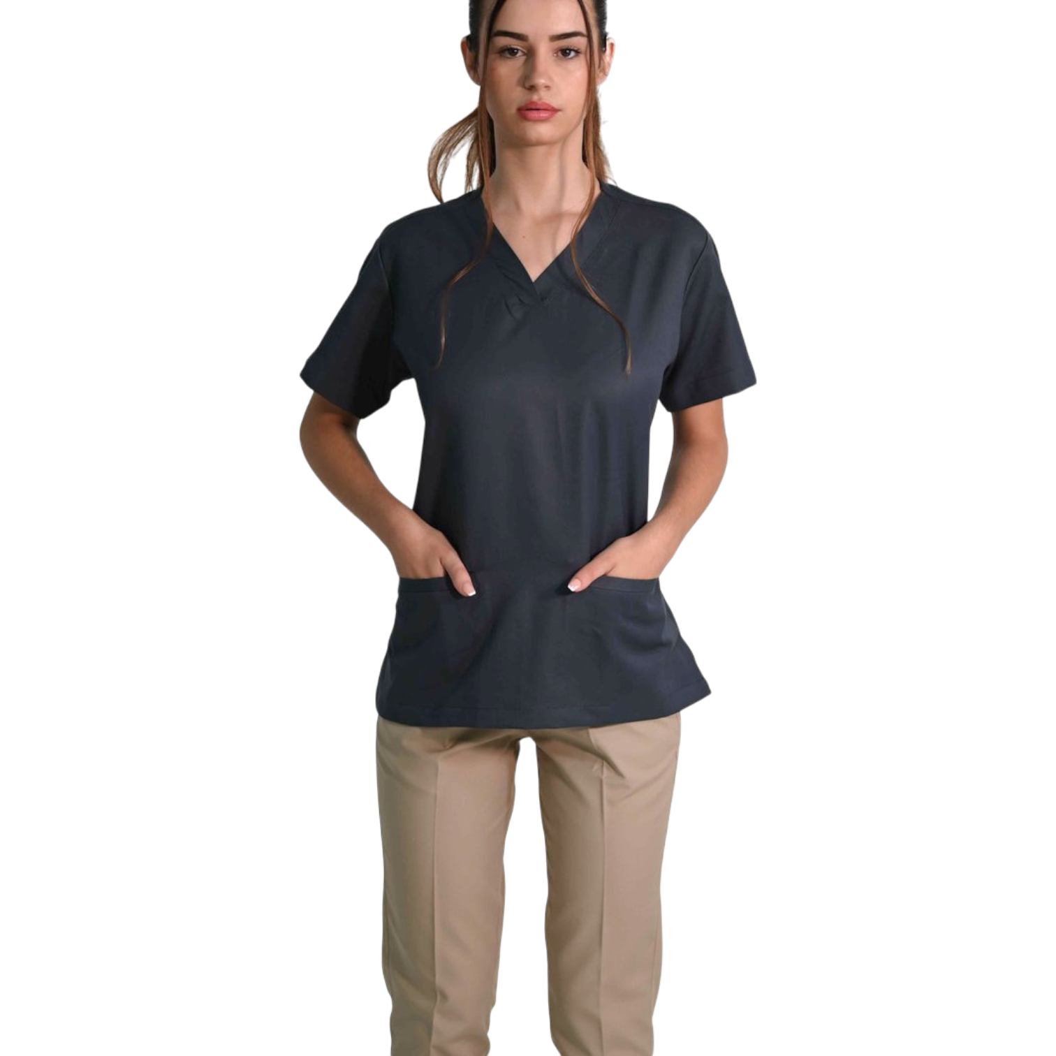 Workwear Set – short-sleeve V-neck shirt & suiting pants