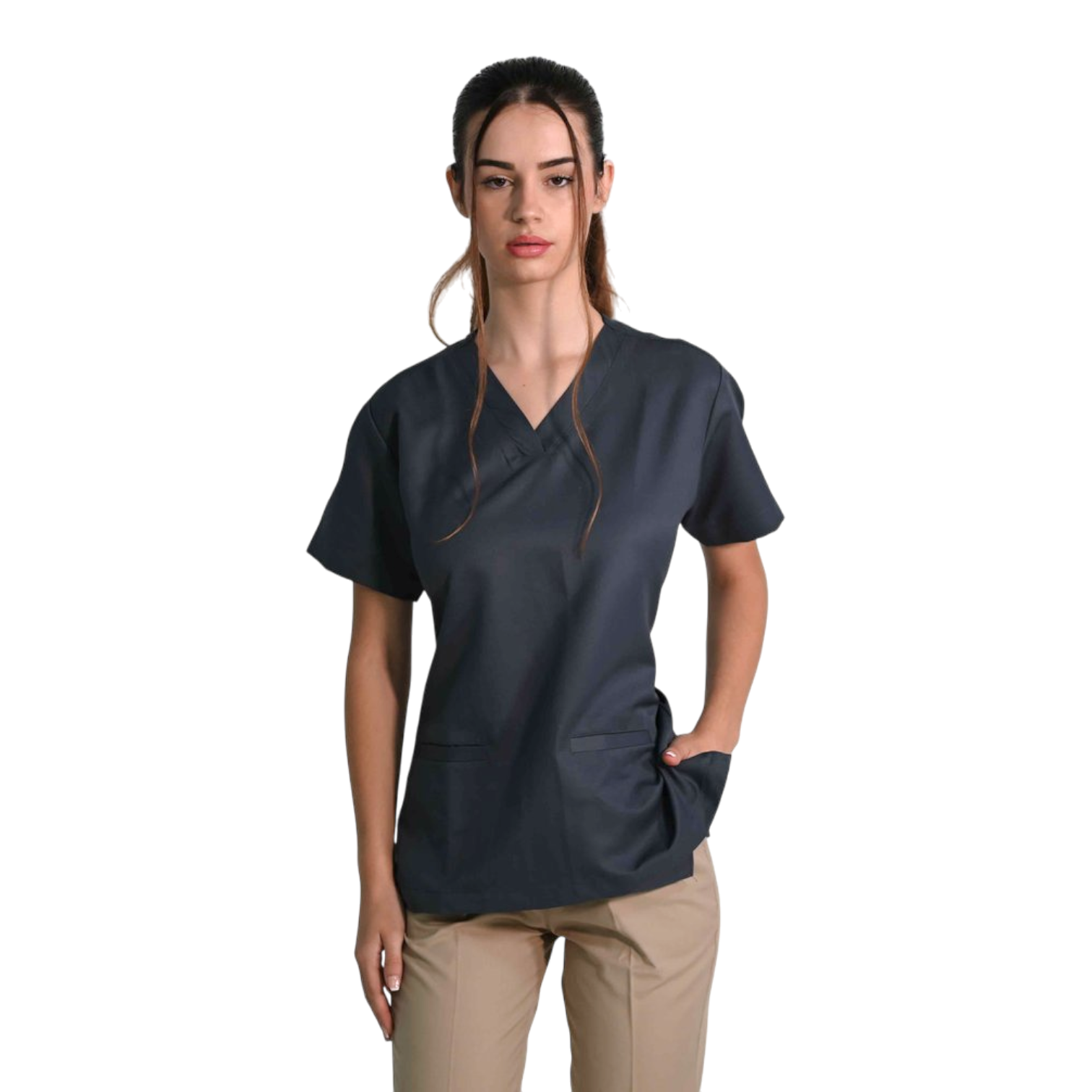Workwear Set – short-sleeve V-neck shirt & suiting pants