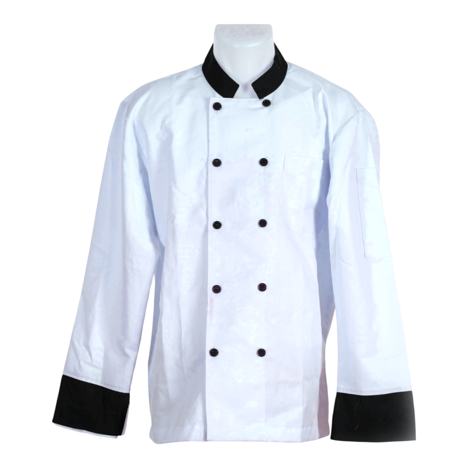 Lightweight chef jacket for kitchen and hospitality uniforms, professional front view.